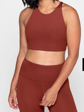 Girlfriend Collective High Neck Sports Bra in Sedona